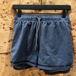 NWOT Prana XL Drawstring running shorts with eyelet detail.